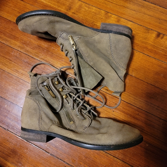 SAM EDELMAN MACKAY Nubuck Combat Booties Size 6- Olive Green - Picture 4 of 13